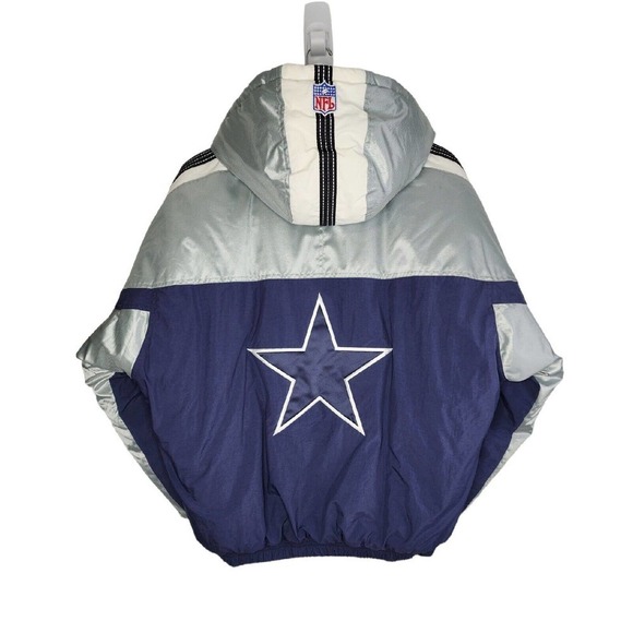 Starter Pro Line NFL Dallas Cowboys Puffer Nylon Coat 90s Shiny Men's La… - Picture 2 of 12
